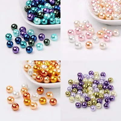  100 Glass Pearl Beads Mix 8mm Jewellery Making Crafts  • £4.27