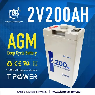 Brand New 2V 200AH AGM Sealed Deep Cycle Solar Battery Long Service Life 12-Year • $184.99