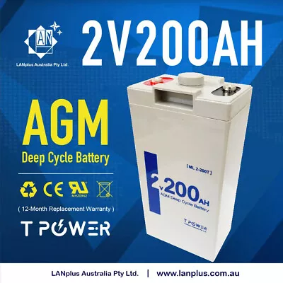 Brand New 2V 200AH AGM Sealed Deep Cycle Solar Battery Long Service Life 12-Year • $184.99