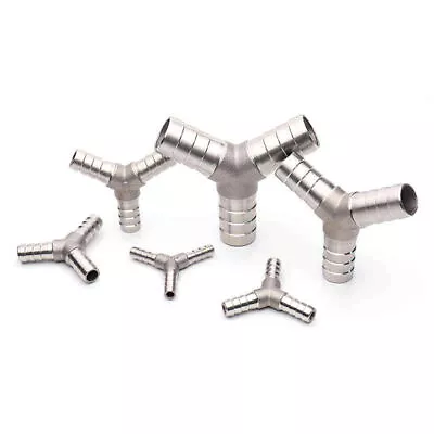 Stainless Steel Y Piece 3 Way Hose Joiner Connector Fuel Air Gas Pipe Fittings • £4.26