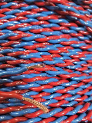 MTW WIRE 18 AWG WIRE TWISTED PAIR RED + BLUE 25 FT COIL Pure Copper Strands • $21.95