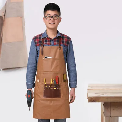 Work Aprons With Pockets Mens Womens Canvas Heavy Duty Woodworking Apron Vintage • $32.99