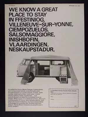 1969 Devon VW Volkswagen Bus Motor Caravan Camper Vintage Print Ad • $9.99