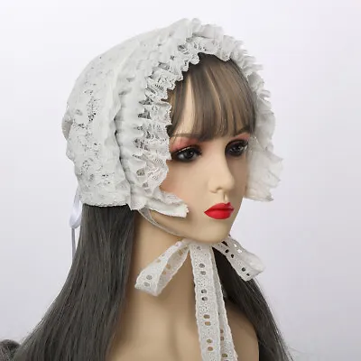 Victorian Bonnet For Women Vintage Bonnet With Lace Maid Costume's Hat Dress Up • $27.49
