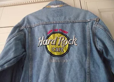 Ladies VINTAGE 90's HARD ROCK CAFE Orlando DENIM JACKET - SIZE 10 P2P 49CM • £14.50