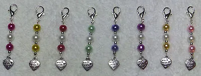 Clip On Beaded Charm - Made With Love Heart - School Bag Lunch Boxes Gift • £1.99