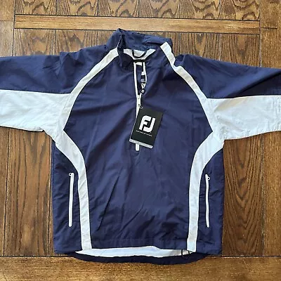 FootJoy Jacket Mens Extra Large Blue White Windshirt Pullover Golf Short Sleeve • $49.95
