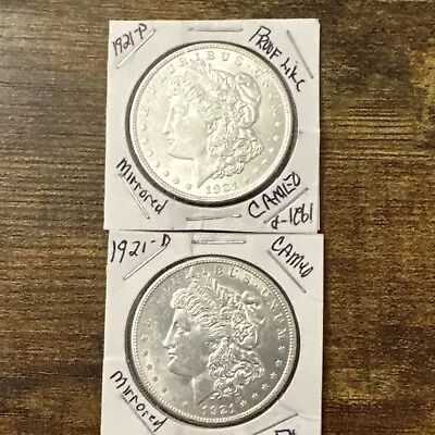 Lot Of 2 - Morgan Silver Dollar - 1921-P 1921-D - BU High Luster Sharp Feathers • $10