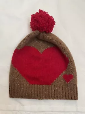 J Crew Collection Heart 100% Cashmere Scarf And Pom Beanie Red Camel O/S • $109.90