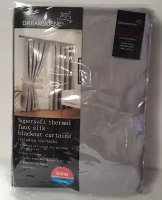 Dreamscene Blackout Curtains Silver 66 X 90 Inches SS 09 27 • £24.99
