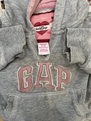 £0.99 • Buy Baby Gap Hoodie Jumper Grey Pink 6-12 Months