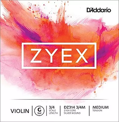 D'Addario Zyex Violin Single G String 3/4 Scale Medium Tension • $26.99