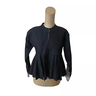 Mes Demoiselles Black Pleated Embroidered Blouse Top Size Euro 38  • $100