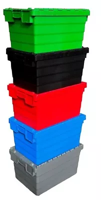 60 Litre Heavy Duty Colour Coded Attached Lid Boxes - Available In 5 Colours! • £167.65