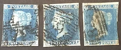 Queen Victoria  2d Blue's  VFU X3 Stamps LH • $1.23