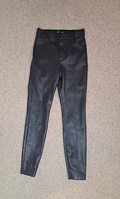 Zara Pu Leather Trousers Black Size M Skinny Ankle Zips • £7.50