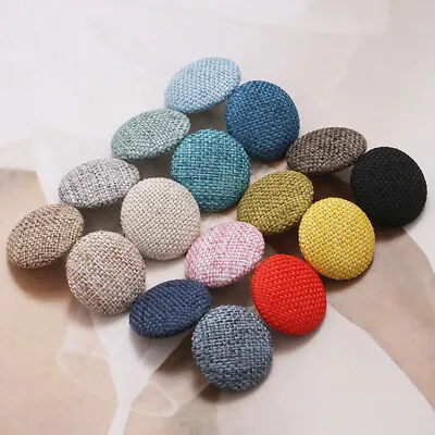 10Pcs Sewing Buttons Fabric Covered Round Metal Buttons DIY Clothes Coat Craft • £2.39
