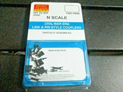 Micro-Trains Stock # 00102060 (2006) Civil War Era Link & Pin Style Couplers (N) • $13.65