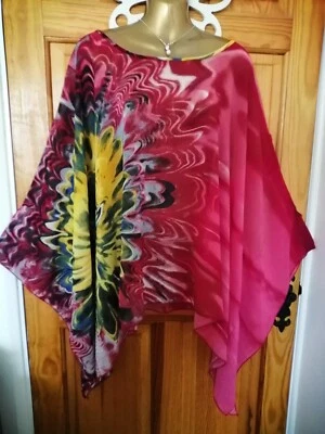 £8 • Buy Plus Size Up To 24-26 Batwing Sheer Over Top/Cover All Kaftan VGC*