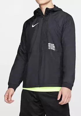 Nike FC Football Jacket Mens Medium Black Long Sleeve Full Zip Hooded CD6770-010 • $49.99