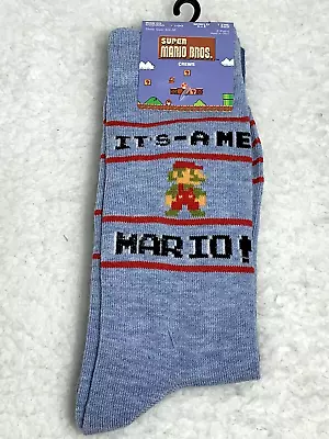 Nintendo Super Mario Bros. Men's Crew Socks 2-Pack It's A-Me Mario! Blue • $9.99