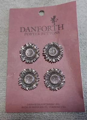 4 Danforth Pewter Buttons Original Card Sun Flowers • $24