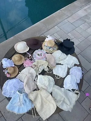 23 Doll Baby Bonnets And Hats Variety Vintage And Antique • $60