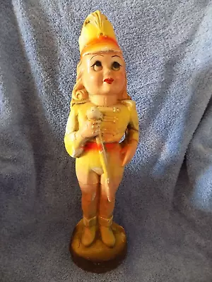 Vintage 1940's Carnival Chalkware Figurine Majorette Big Eyes 14 Inch Tall • $10