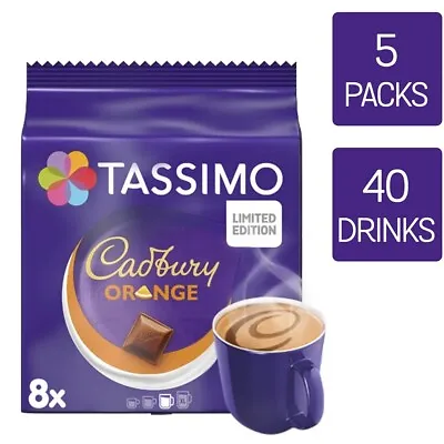 Tassimo Hot Chocolate Pods Cadbury Orange T Discs 5 Packs (40 Drinks) • £22.99