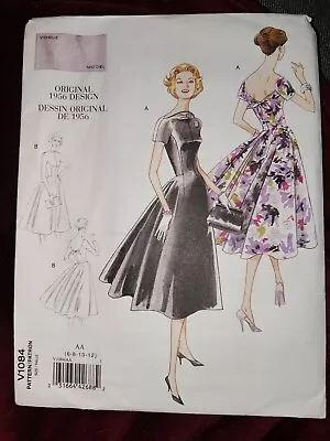 Vogue Vintage 50's V1084 Miss Flared ROCKABILLY Party Dress Sew Pattern Sz 6-12 • $17.99