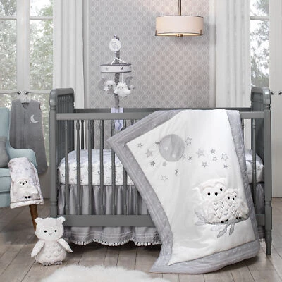 $169.99 • Buy Lambs & Ivy Luna 6-Piece Gray/White Owl Nursery Baby Crib Bedding Set W/ Mobile