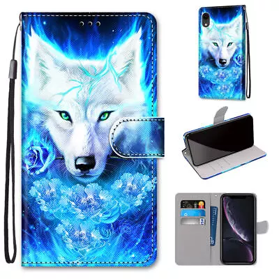 For Various Phone Rose Wolf Flip Leather Wallet Card Bag Holder Stand Case Cover • $6.40