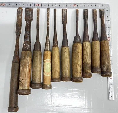 £71.77 • Buy Chisel Nomi Set Of 10 Japanese Vintage Woodworking Carpenter Tool #2