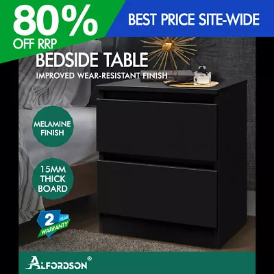 ALFORDSON Bedside Table Nightstand Storage Cabinet Side End Table Black • $64.95