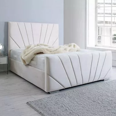 Sunrise Bed Frame  Plush Velvet Upholstered All Sizes/COLOURS Available Oder Now • £239.99