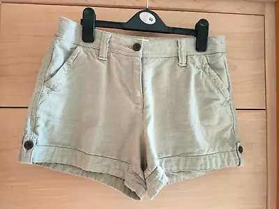 Ladies Beige Taupe Cotton Shorts Pockets Size 8 • £6.99