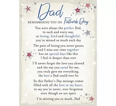 Dad Father's Day Remembrance Graveside Card Verse Weather Proof Space For Words  • £2.40