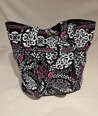 Vera Bradley Canterbury Magenta Toggle Tote Handbag 11  X 11  X 3  • $18.95