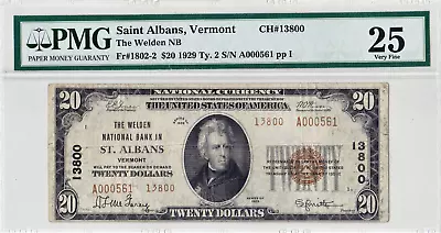 $20 1929 T2 National SAINT ST. ALBANS Vermont VT  Mega Rare ((Only 5 On Census)) • $695