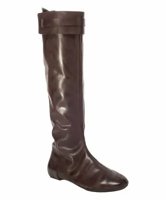 Max Studio Draping Women's Brown Leather Tall Boots Size 6.5M MSRP $378 • $75.78