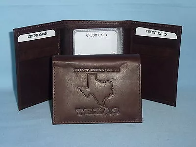 Texas  DON'T MESS WITH TEXAS    Leather TriFold Wallet    NEW    Dark Brown 3 • $4.97