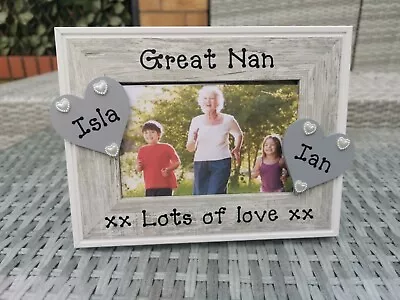 Personalised Great Nan Grandad Grandma Grandparents Photo Picture Frame In Grey • £11.95