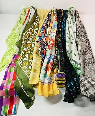 Lot Of 11 Vintage To Modern Scarves Mod Groovy Prints • $28