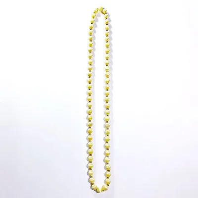 Vintage Beaded Necklace Ivory Gold Tone Fabric Woven Beads Lightweight Jewelry • $2.39