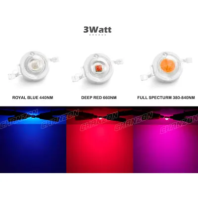 1W 3W 5W 10W 20W 30W 50W 100W Red Blue Full Spectrum Led Chip Grow Light Bulbs • $3.96