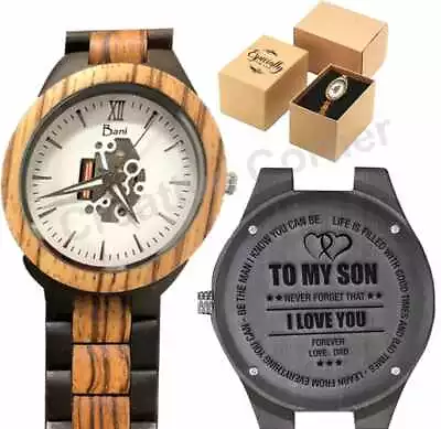 Personalized Wooden Watch Engraved Your Photo/Text Handmade Valentine Watch  • $49.99