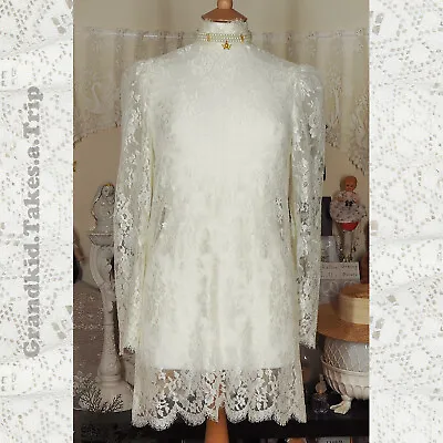 £35 • Buy Vintage 70s Floral Lace Prairie Cottagecore Dress Victorian Edwardian Hippy Boho