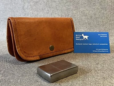 Leather Tobacco Pouch W Press Stud WTPS Canvas Lining 50gm • $23.16