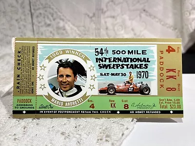 1970 Indianapolis 500 Ticket Stub Mario Andretti Pictured • $20.03