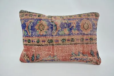 Vintage Kilim Throw Pillow 16 X24  Blue Cushion Ethnical Kilim Rug Pillow • $19.38